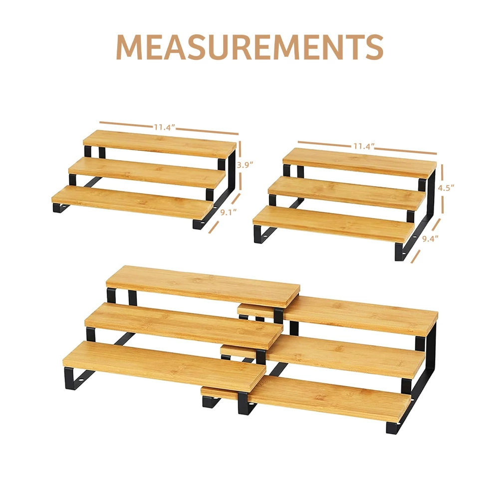 Display Rack Spice Rack Multi-tier Desktop Bamboo — jewelry box wholesale pick on JewelKeep
